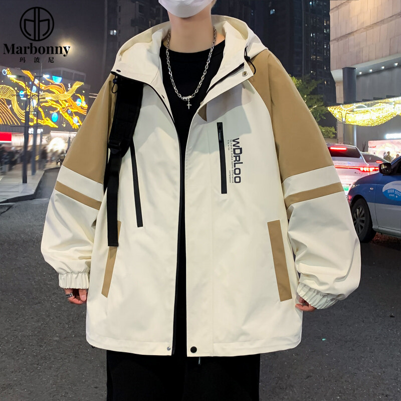 12544319.【玛波尼】春季模特青少年港风夹克男休闲潮流连帽外套