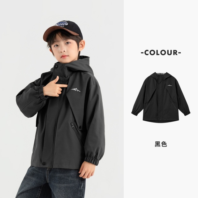 13310784.春秋儿童登山服2026新款户外保暖薄绒防泼水外套男童连帽防风上衣