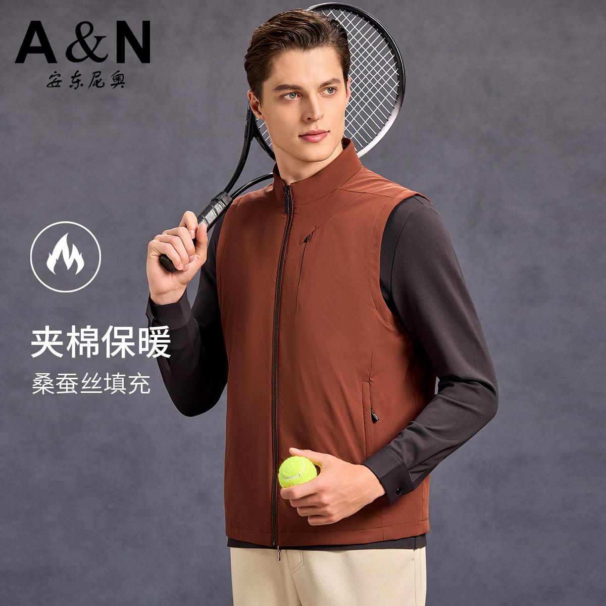 12557918.【含桑蚕丝内胆】秋季轻户外夹棉马甲男时尚休闲加厚坎肩背心外套