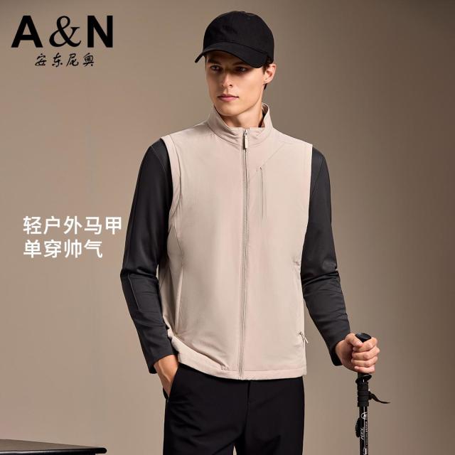 12557918.【含桑蚕丝内胆】秋季轻户外夹棉马甲男时尚休闲加厚坎肩背心外套