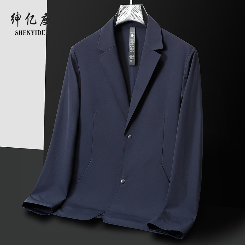 12560020.2025年无里便西春夏款轻薄透气顺滑轻奢休闲防晒西服上衣外套男