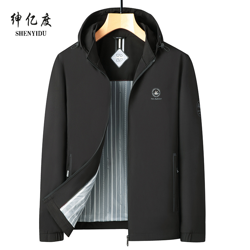 12559999.25年新款夹克商务休闲可拆卸连帽舒适百搭中老年防风上衣春秋外套