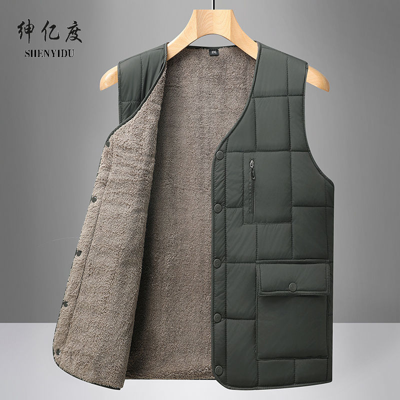 12564505.[主推]冬季中老年男士羊毛加绒加厚棉服马甲爸爸冬装外套爷爷装