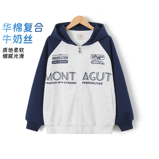 12566061.【美式复古拉链连帽卫衣】男女童春秋款青少年初高中生开衫外套