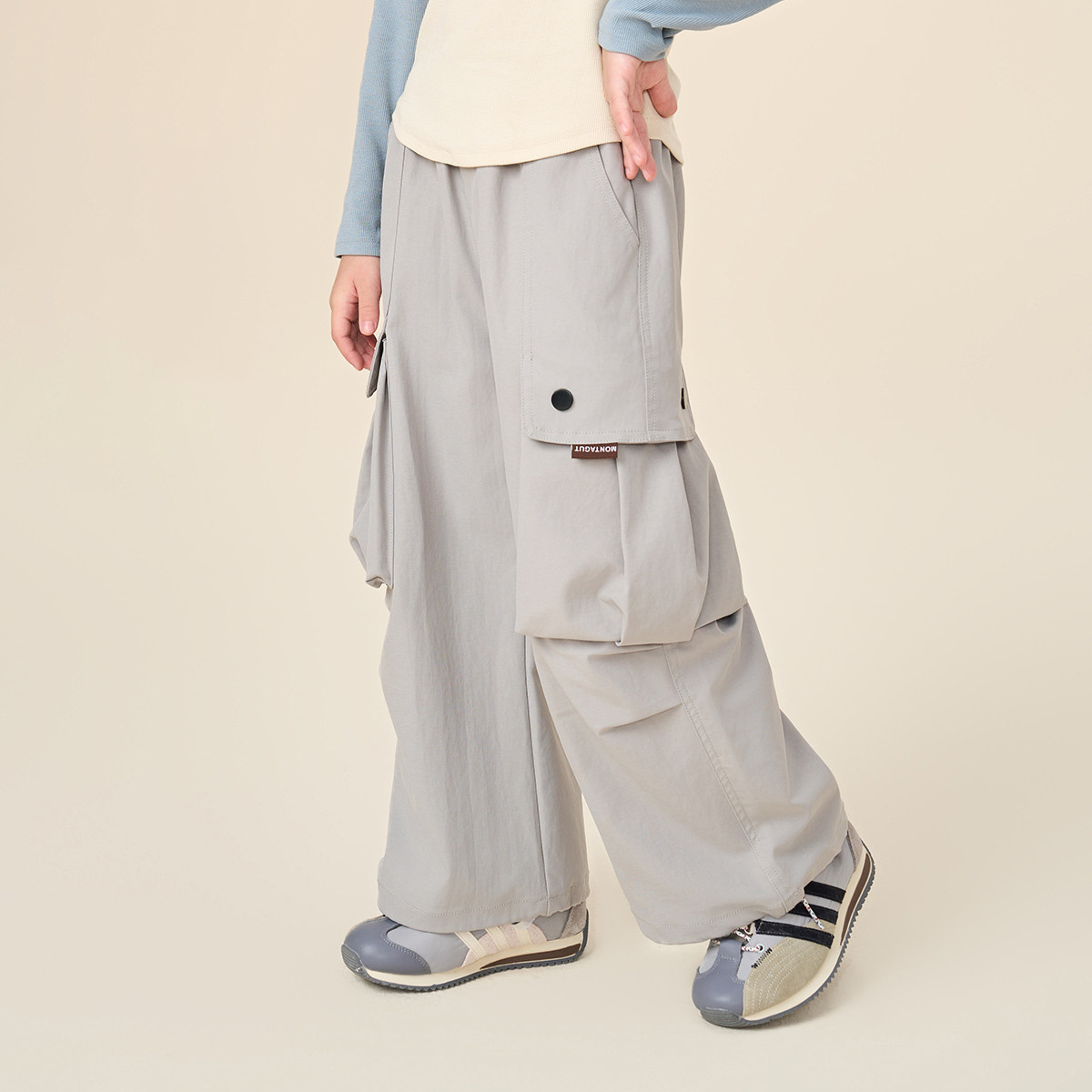 12566285.女童裤子2025秋装新款儿童休闲束脚伞兵裤中大童运动工装裤