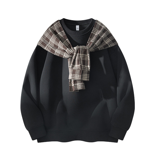 12567488.7-CY春秋新款男式假两件披肩青少年美式潮牌百搭卫衣【7-CY男装QD】