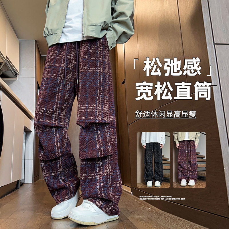 12567411.淘贝鼠春秋新款男款复古青少年直筒嘻哈潮流休闲裤【淘贝鼠男装QD】