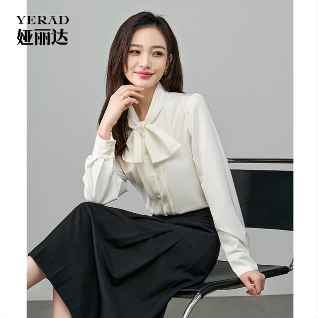 12572532.【娅丽达】时尚优雅通勤衬衫女简约百搭休闲女士衬衣