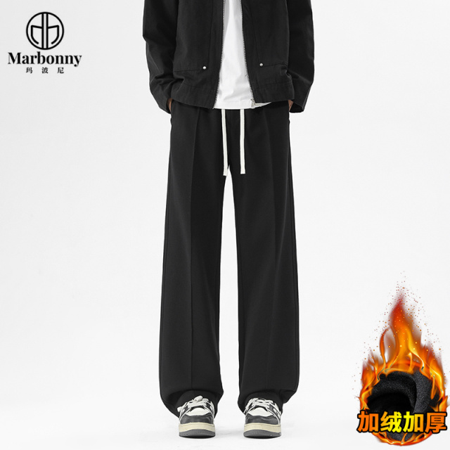 12585243.【玛波尼】加绒高品质卫裤男秋冬款宽松男裤直筒休闲裤子运动裤