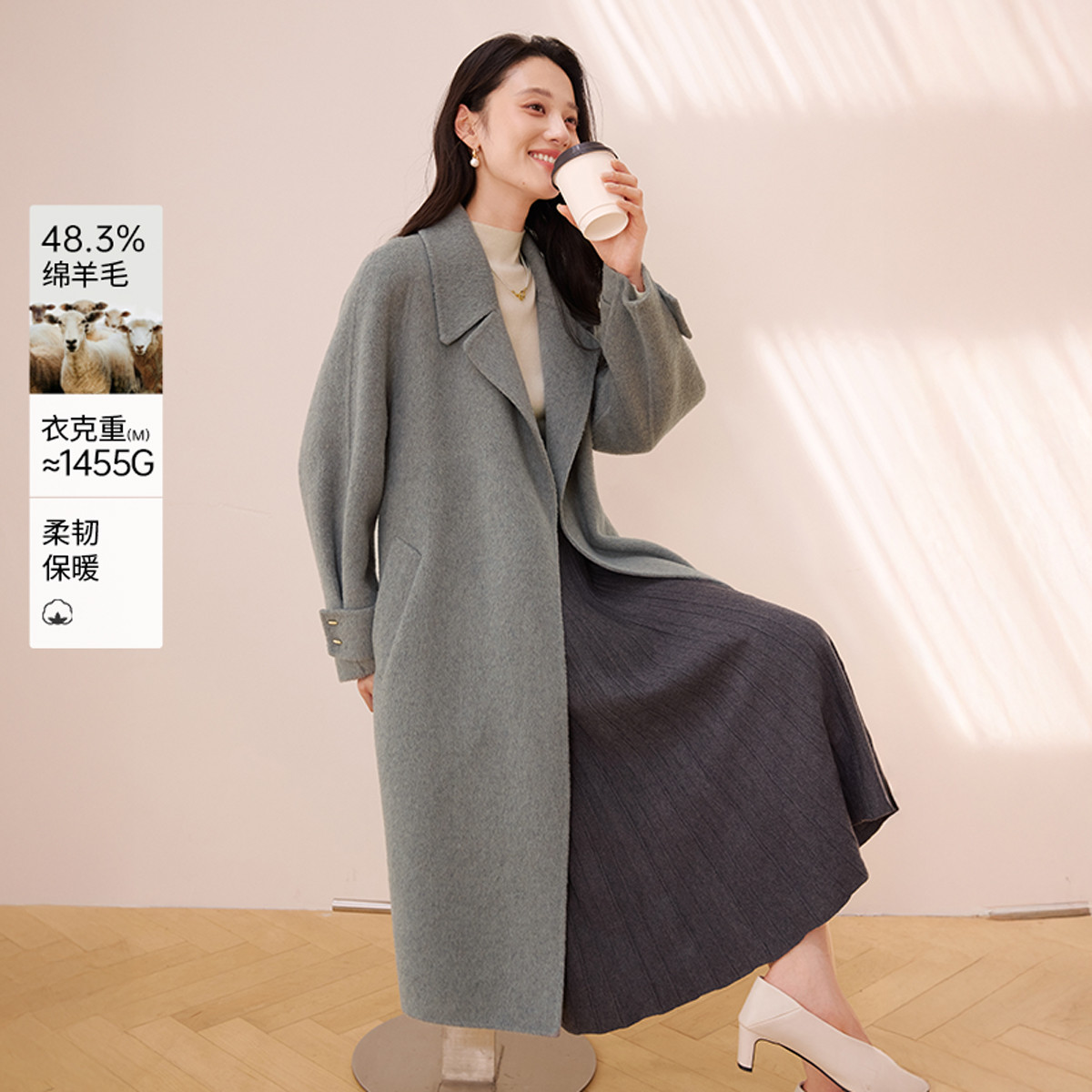 12600240.2025冬装双面呢羊毛大衣女呢子过膝宽松中长毛呢外套