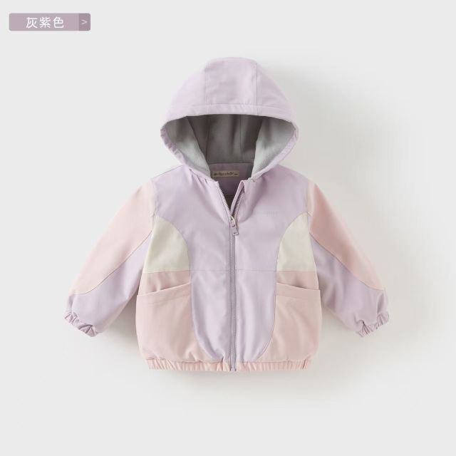 12588521.戴维贝拉儿童三防外套秋装女童男童户外连帽长袖防风衣