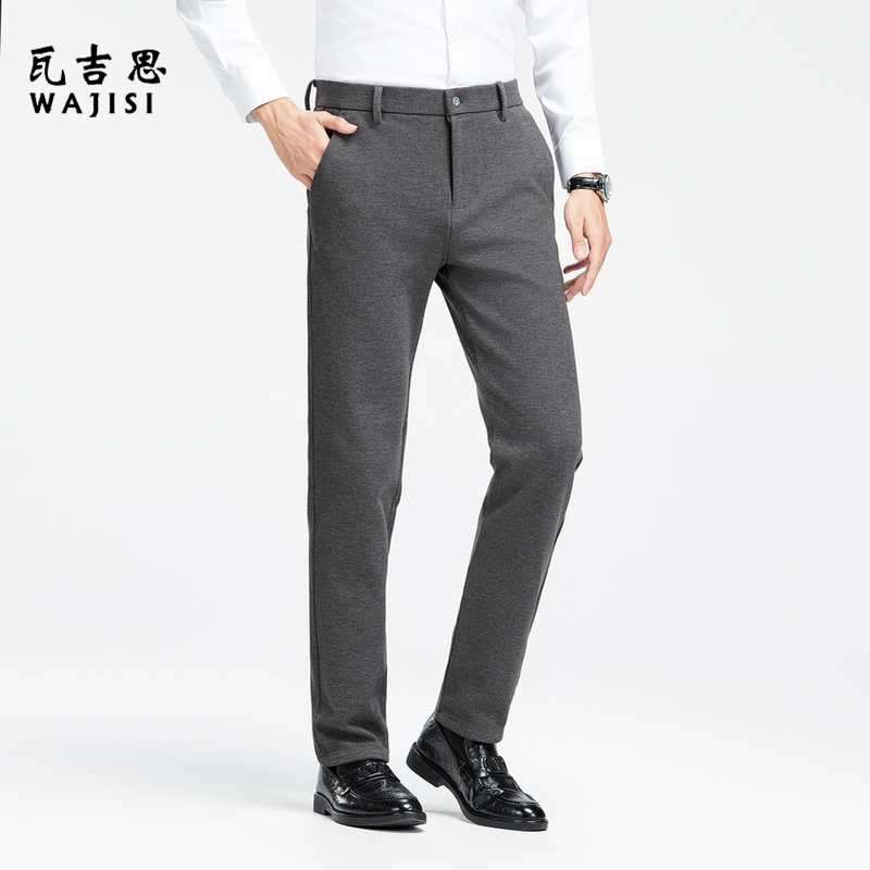 12595015.春秋新款绵羊毛垂顺有型男士休闲裤挺括有型日常舒适百搭长裤男
