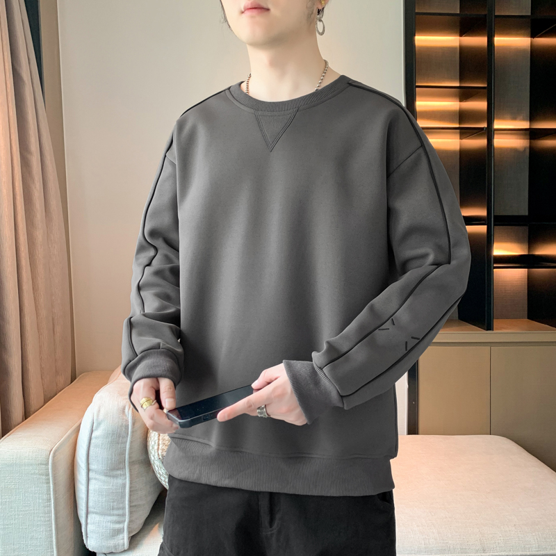12603612.七玻威秋冬新款男款大码潮流休闲简约线条圆领卫衣【七玻威男装QD】