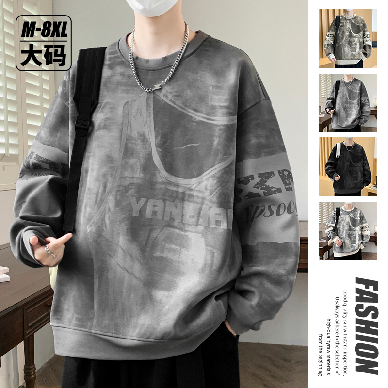 12603607.七玻威秋冬新款男款大码潮牌复古满印卫衣【七玻威男装QD】