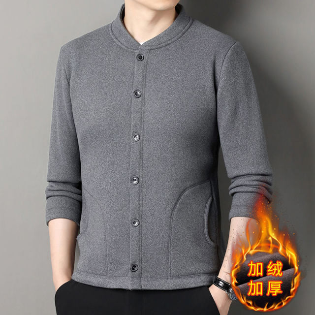 12607674.秋冬季男士休闲加绒加厚保暖棉服外套百搭保暖衣