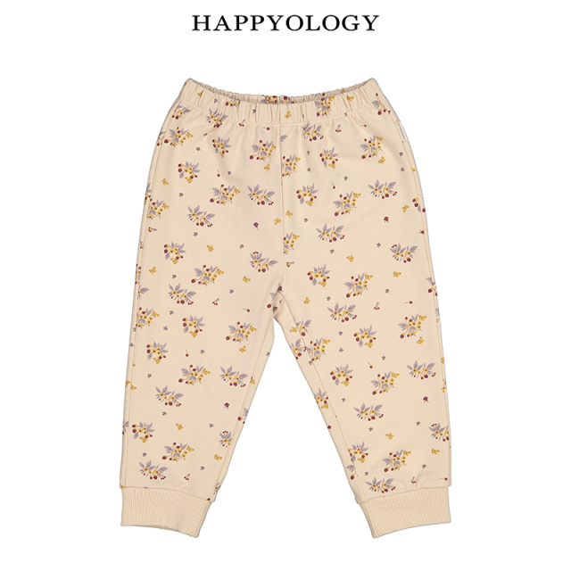 12613986.happyology英国儿童长裤秋季装女童下装有机棉印花家居服束脚裤子