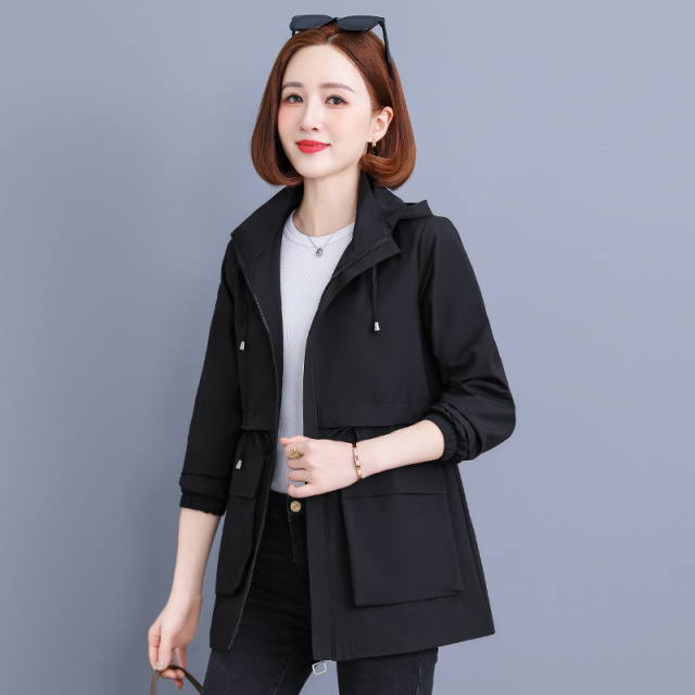 12614707.衣仕梵秋冬新款女式中长款洋气收腰连帽外套【衣仕梵女装QD】