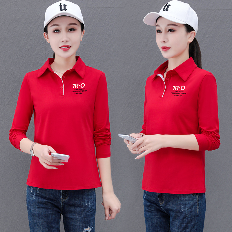12624018.7-CY春秋新款女款简约长袖时髦百搭POLO衫【7-CY女装QD】