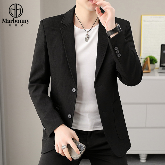 12624366.【玛波尼】新款休闲西服男士春秋款针织时尚潮流西服外套