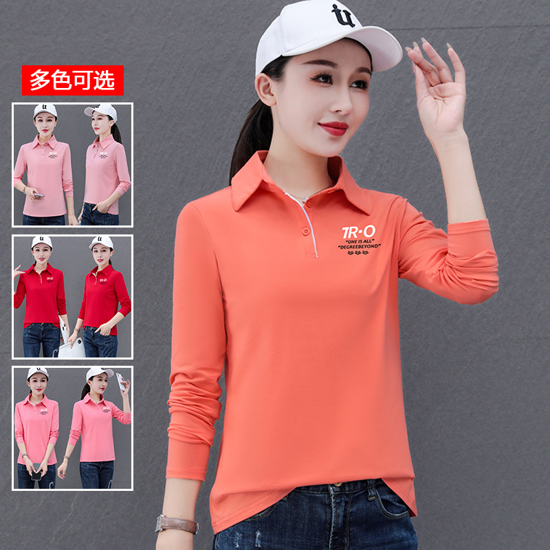 12624030.衣仕梵春秋新款女式简约长袖时髦百搭POLO衫【衣仕梵女装QD】