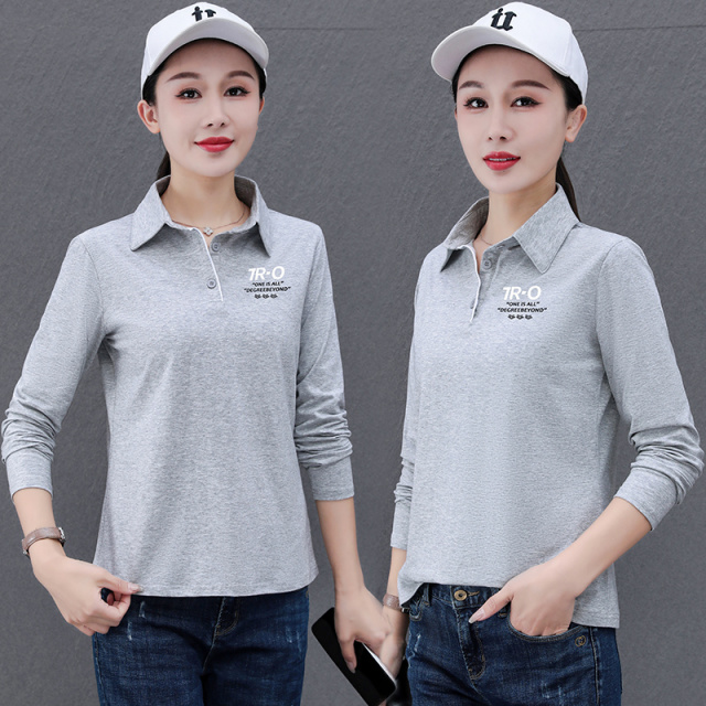 12624030.衣仕梵春秋新款女式简约长袖时髦百搭POLO衫【衣仕梵女装QD】
