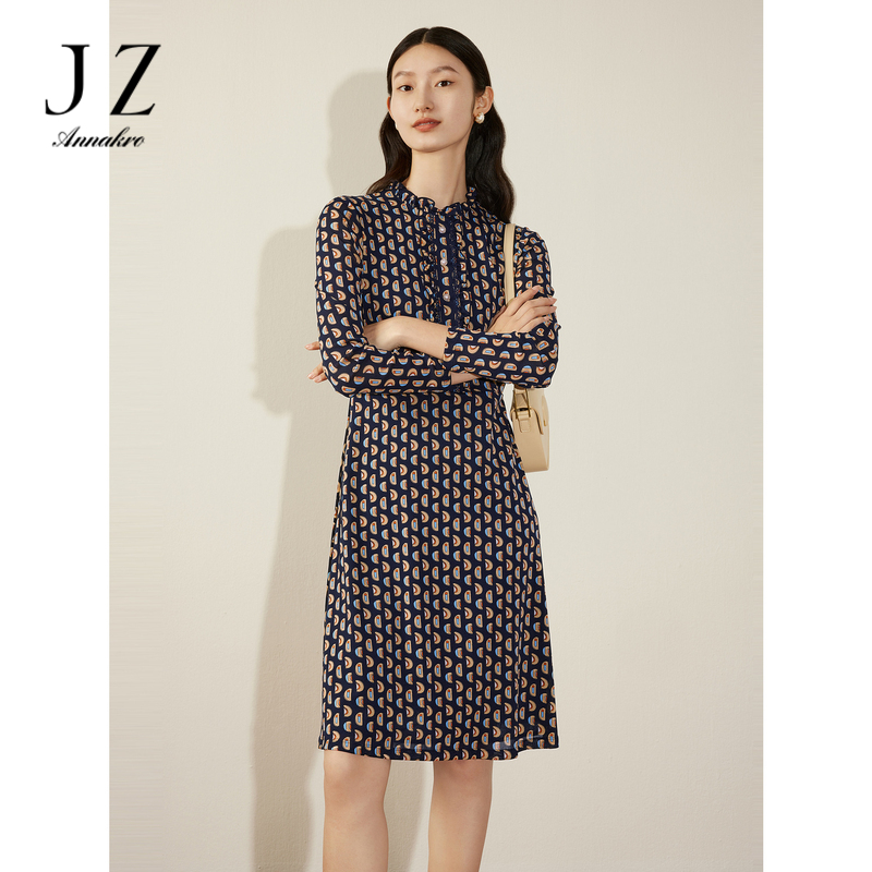 12626204.商场同款JZ玖姿宫廷风几何美学连衣裙女装秋冬新款JWCD50025