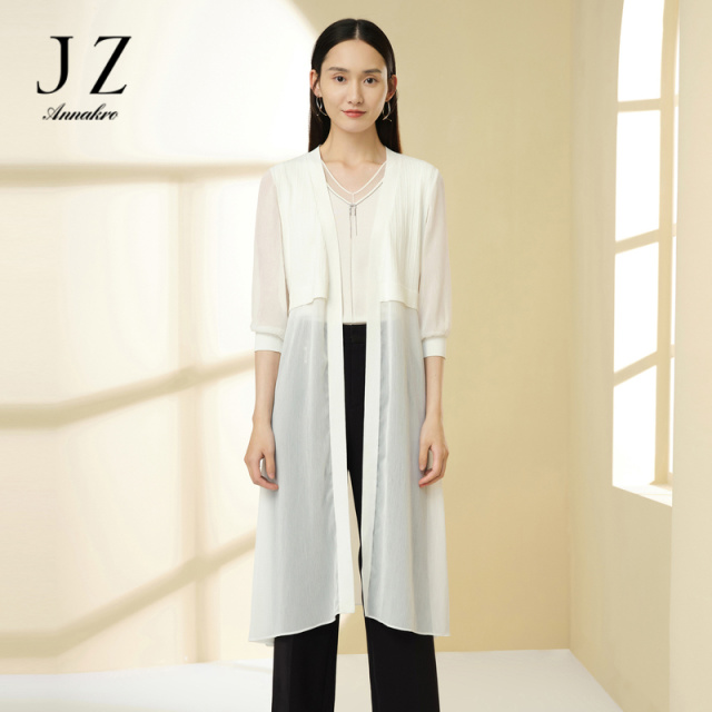 12626865.JZ玖姿商场同款时尚假两件外套女春秋季新款长款开衫JWCC30701