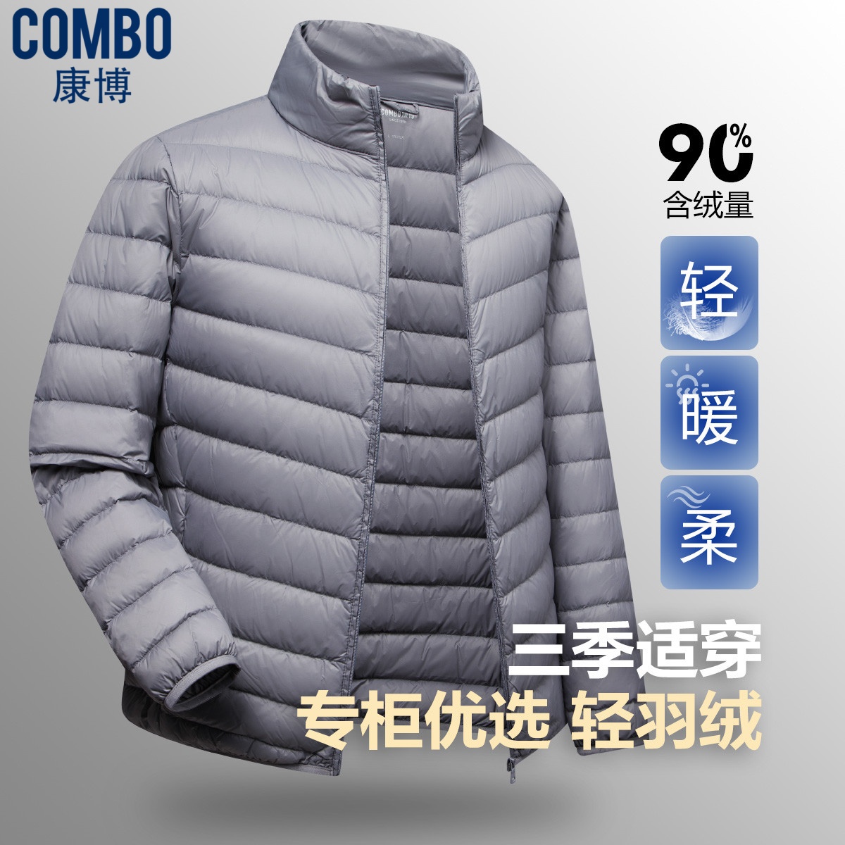 12629892.专柜优选【90鸭绒&轻便】秋冬保暖基础款立领外套秋羽绒男
