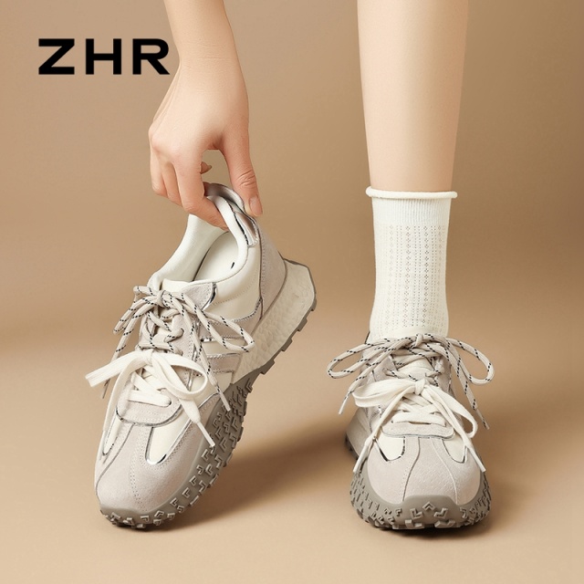 12736223.【ZHR则则】阿甘鞋圆头系带厚底女鞋[猪巴戈+雨伞布+PU]