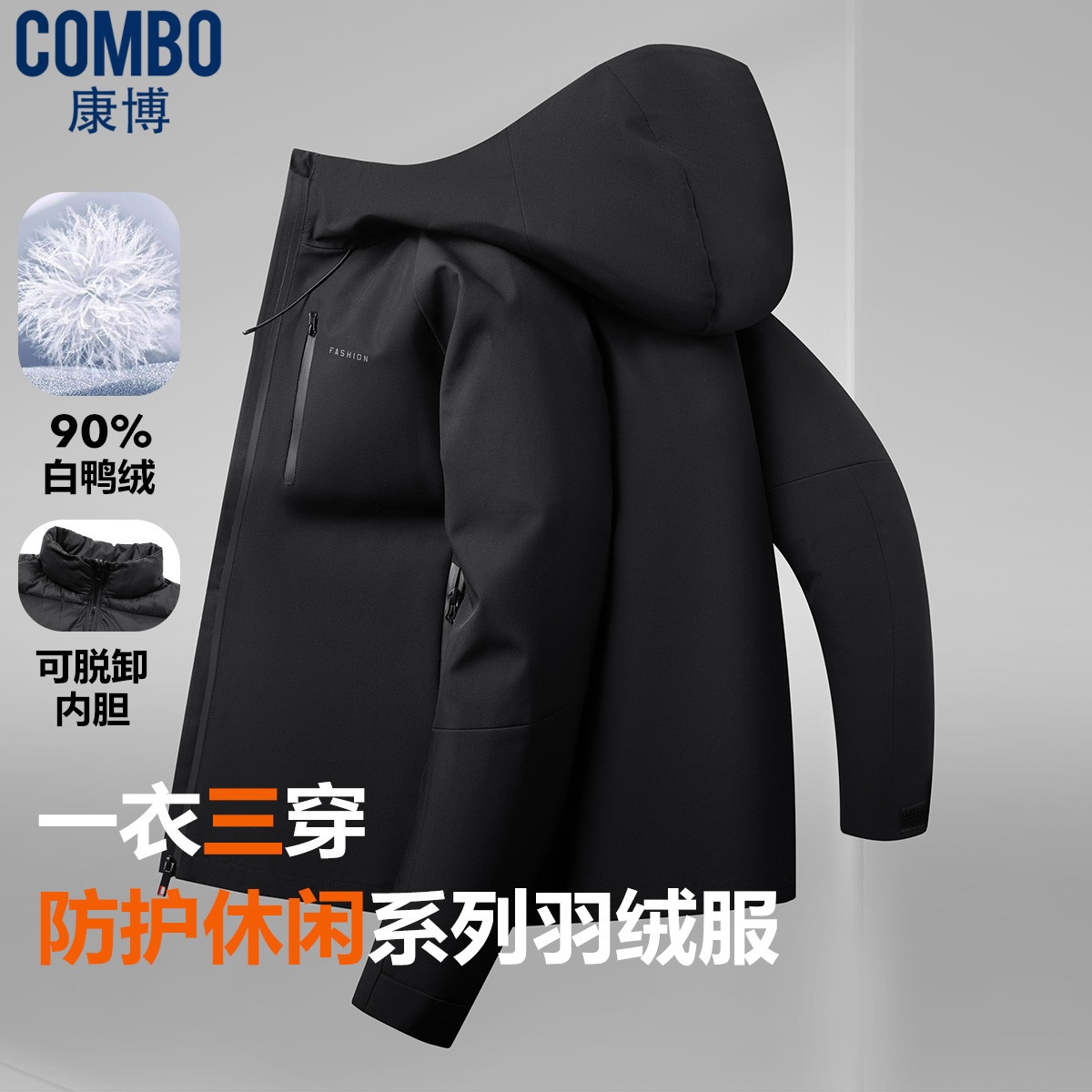 12629890.专柜款【一衣三穿+可外穿羽绒胆】秋冬户外休闲保暖男式羽绒男