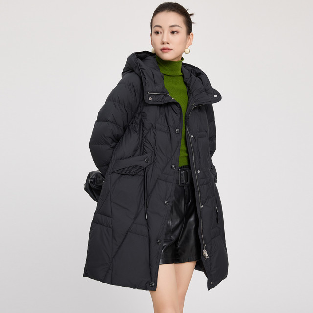 12664975.【羽绒服】冬季新款连帽休闲百搭加绒加厚女式外套