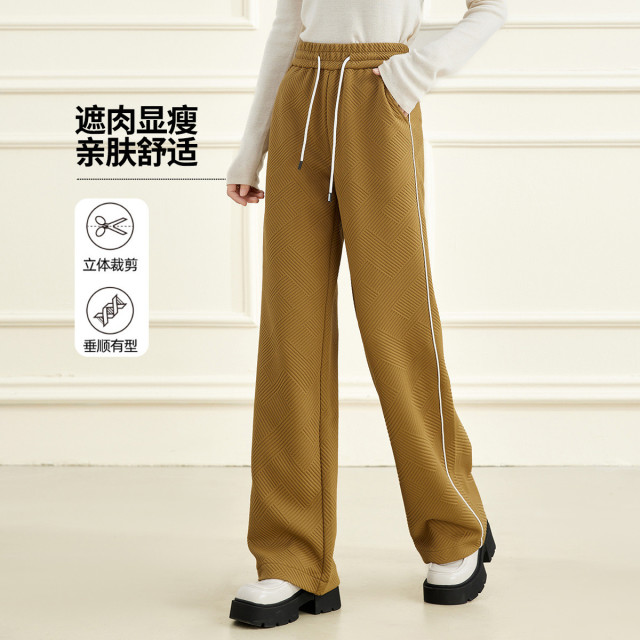 12665069.【专柜同款】【阔腿裤】冬季时尚百搭松紧腰显瘦遮肉休闲长裤