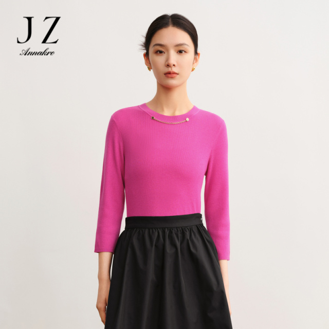 12647999.商场同款JZ玖姿慵懒百搭柔软上衣毛衫女秋季新款JWDQ31101