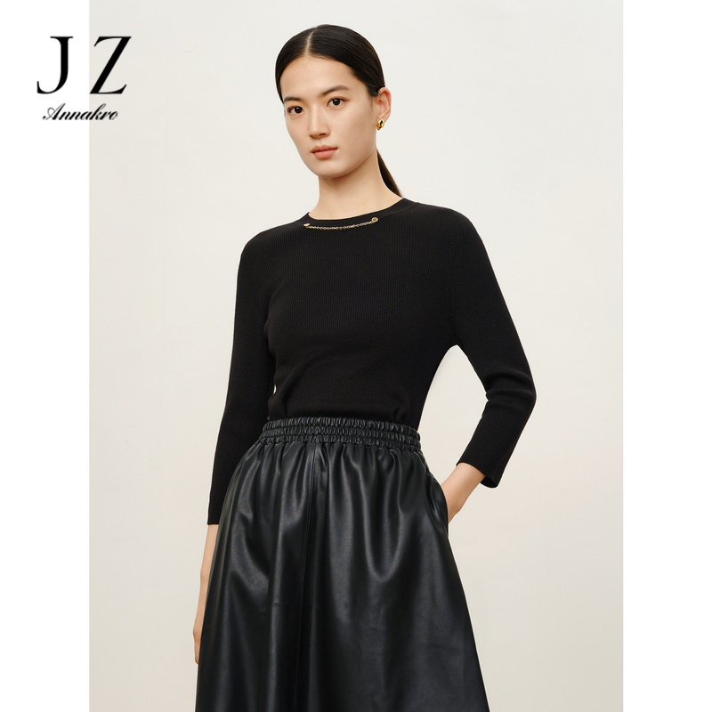 12647999.商场同款JZ玖姿慵懒百搭柔软上衣毛衫女秋季新款JWDQ31101