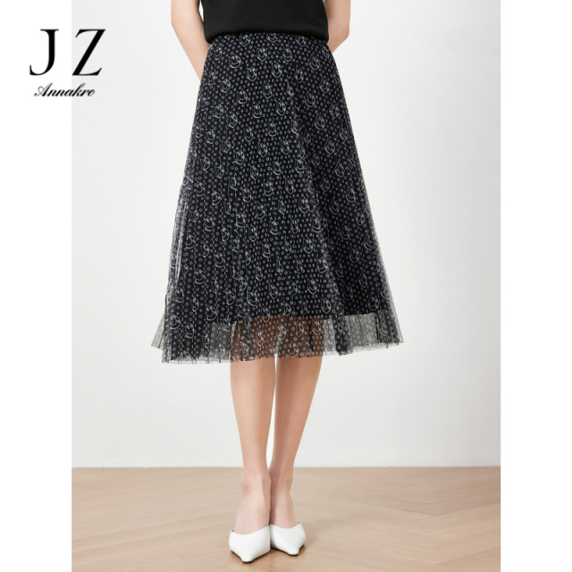 12647961.商场同款JZ玖姿菲力猫裙子女装春秋季新款网纱百褶裙JWDC20003