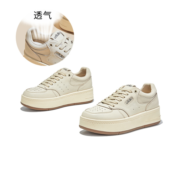 12653372.墨斯本真皮小白鞋新款复古百搭做旧休闲运动不累脚轻便舒适休闲板鞋女款12228
