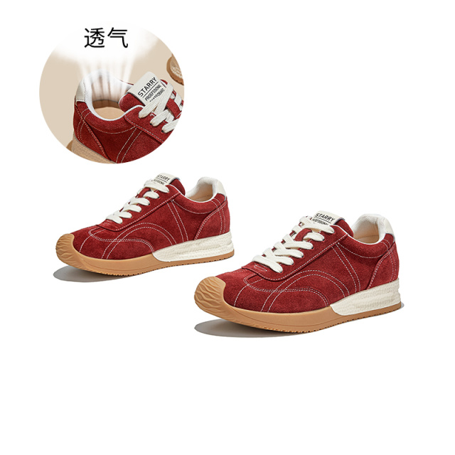 12653374.墨斯本真皮德训鞋新款女鞋通勤百搭平底运动轻便轻便舒适时尚休闲鞋女款12226
