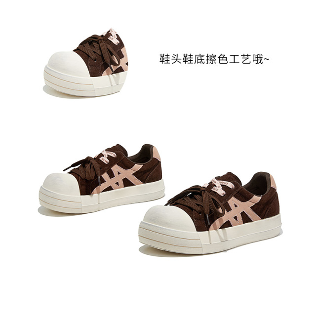12653398.墨斯本卡皮巴拉鞋头擦色小白鞋新款通勤百搭厚底时尚休闲板鞋女款12171