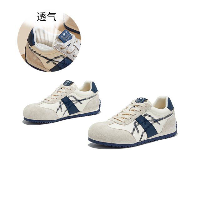 12653377.墨斯本卡皮巴拉真皮德训鞋新款平底运动时尚百搭舒适休闲小白鞋女款12201