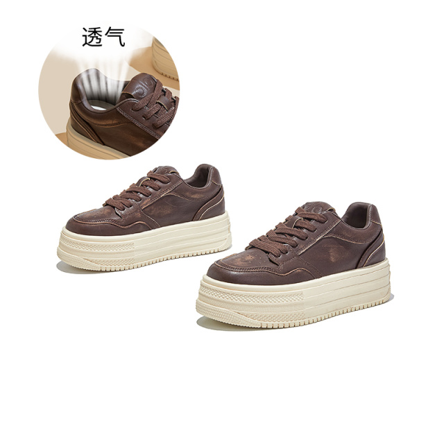 12653384.墨斯本真皮小白鞋新款厚底时尚复古轻便百搭防滑运动舒适休闲板鞋女款12217