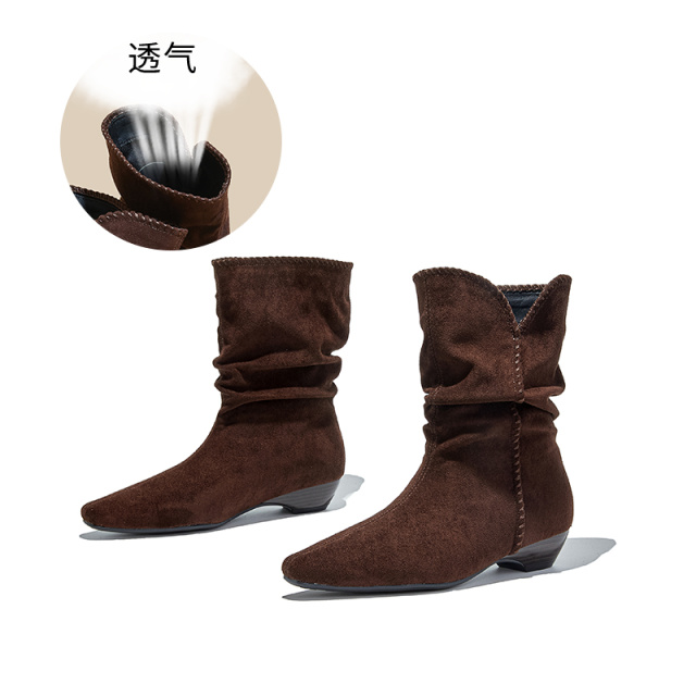 12653385.墨斯本复古尖头堆堆靴女新款西部牛仔马丁靴英伦风休闲百搭轻便舒适短靴女款12212