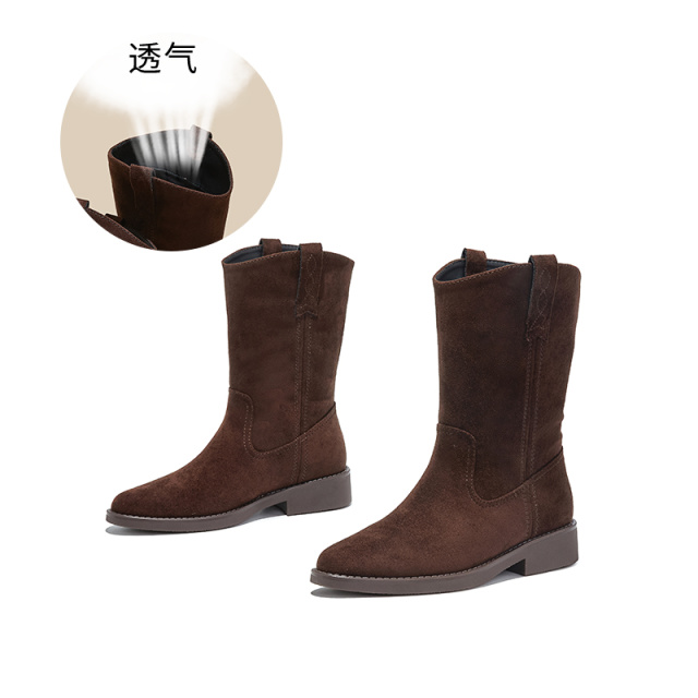 12653389.墨斯本新款尖头西部牛仔靴休闲舒适百搭马丁靴复古洋气短靴粗跟靴女款12211