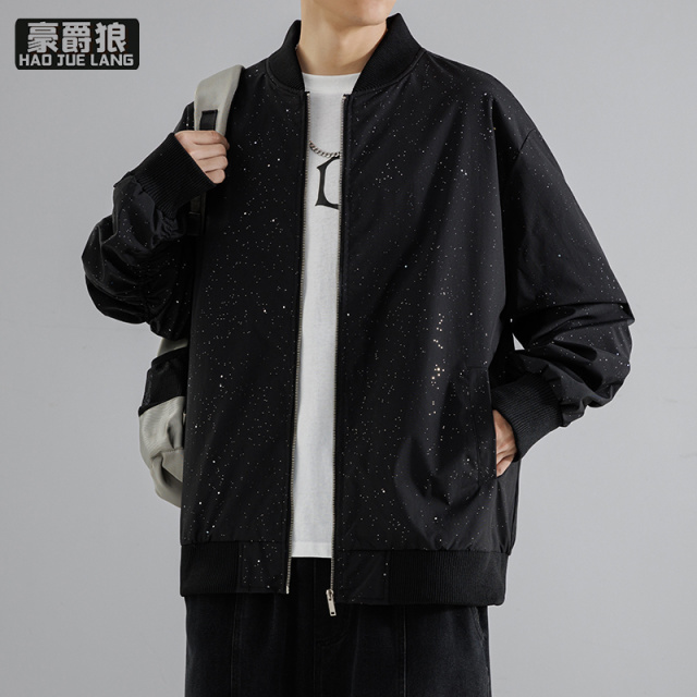 12653632.满天星轻奢夹克外套男春秋高级感痞帅棒球服美式休闲青年上衣