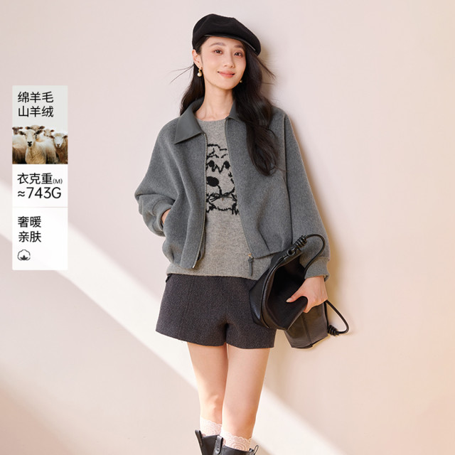 12684904.【羊毛+山羊绒】2025冬装双面呢大衣女短款毛呢外套