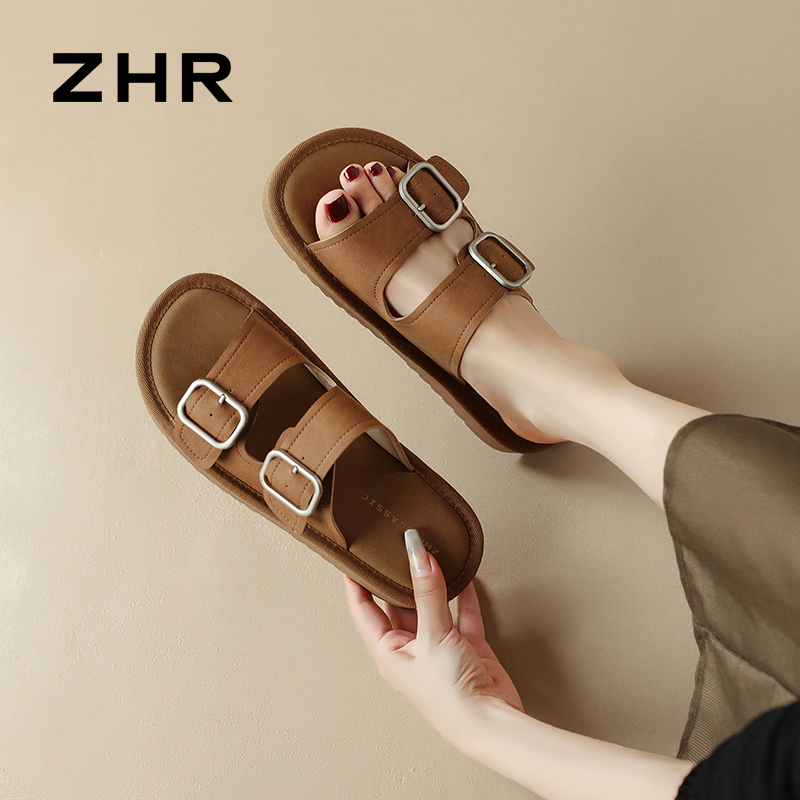 12736068.【ZHR则则】勃肯拖鞋圆头套脚平底女鞋[PU]