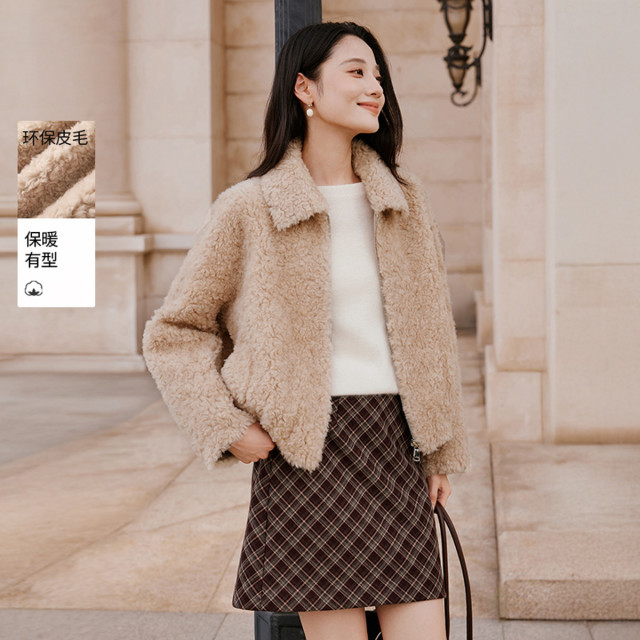 12684886.2025冬装羊羔毛风外套女环保皮草小个子毛绒皮毛一体