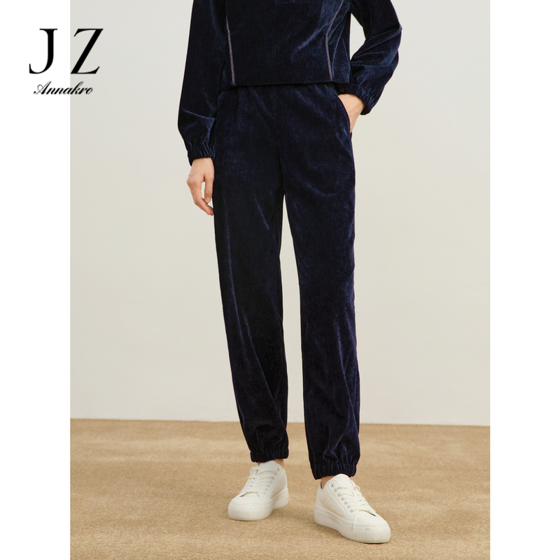 12663764.商场同款JZ玖姿光泽灯芯绒松紧运动裤女冬季新款JWDD11103