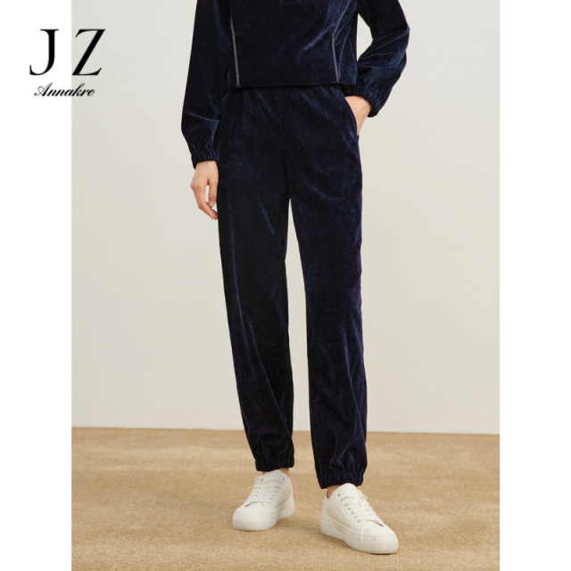 12663764.商场同款JZ玖姿光泽灯芯绒松紧运动裤女冬季新款JWDD11103