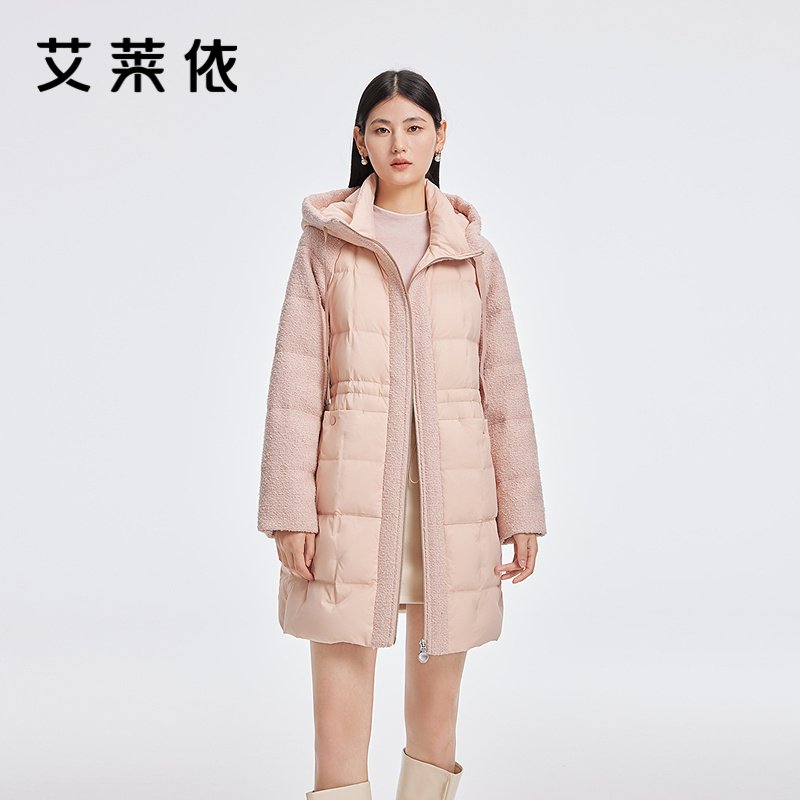 12669776.【商场同款】艾莱依秋冬季泡芙羽绒服女款过膝长款保暖廓形防泼水外套