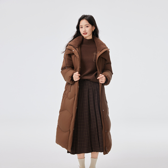 12669778.【商场同款】艾莱依暖绒系列高充加厚泡芙羽绒服长款连帽鸭绒服外套女